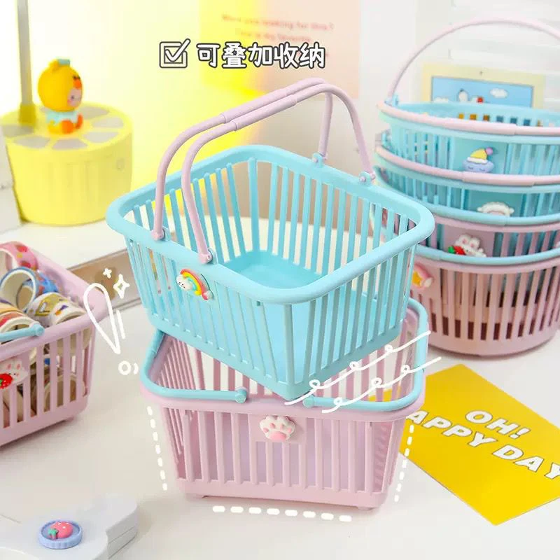 Cute Macaron Color Satchel Storage Basket thumbnail