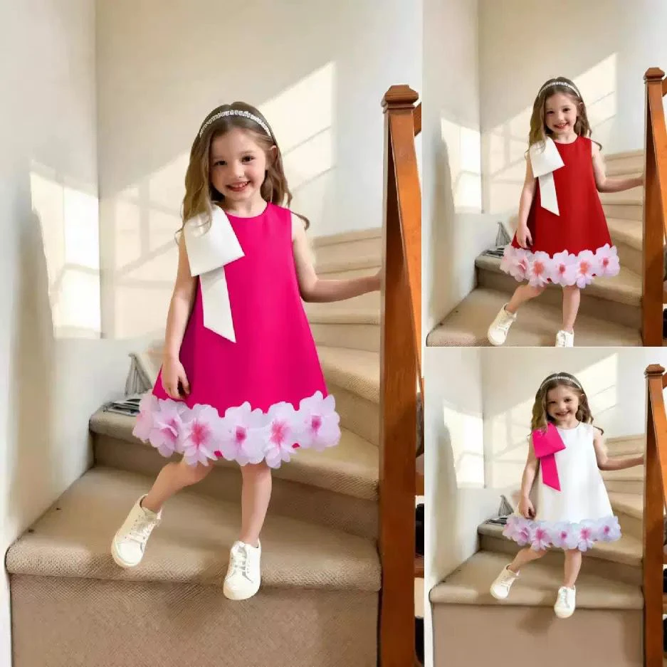 2026 Girls' Solid Color Sleeveless Dress thumbnail