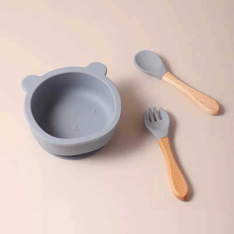 Children's Silicone Food Supplemented Spoon Bear Suction Bowl thumbnail