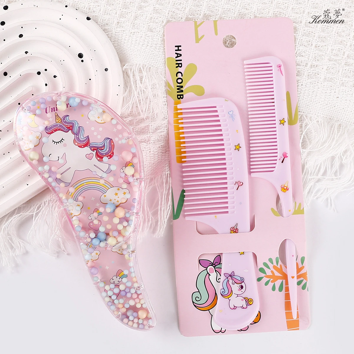 Cartoon Comb Set Children's Printed Three-Piece Unicorn Comb Set
