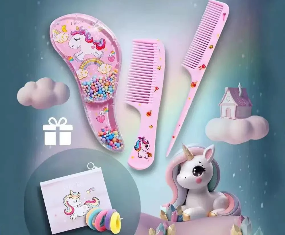 Cartoon Comb Set Children's Printed Three-Piece Unicorn Comb Set thumbnail