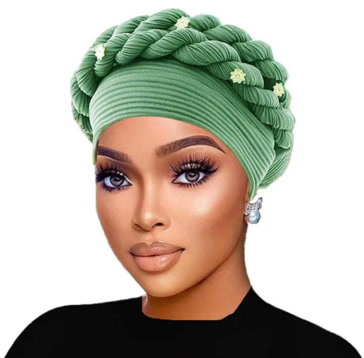 Handmade Braided Hat with Messy Fabric thumbnail