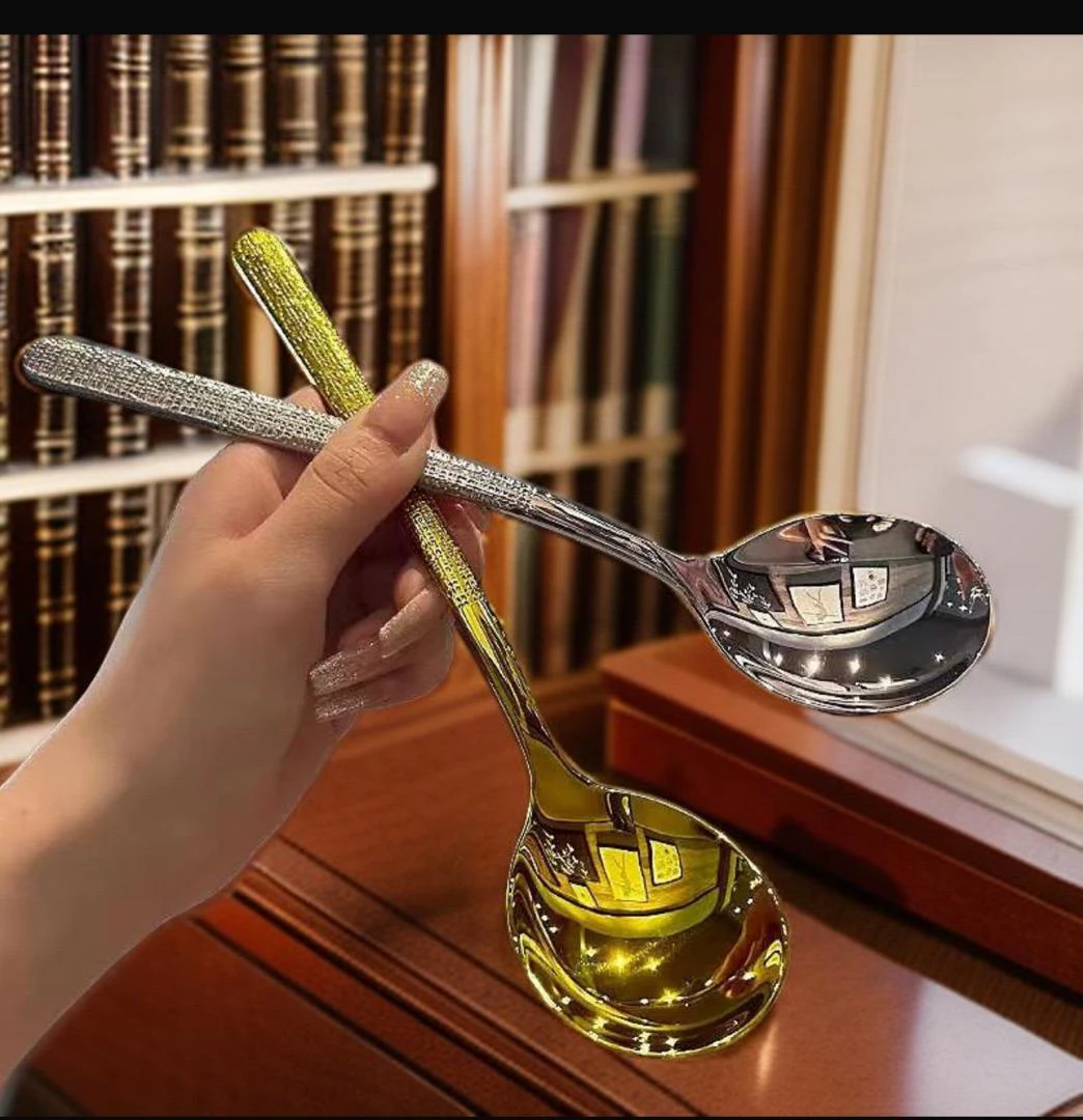 Stainless Steel Spoon Hammered Korean Spoon thumbnail