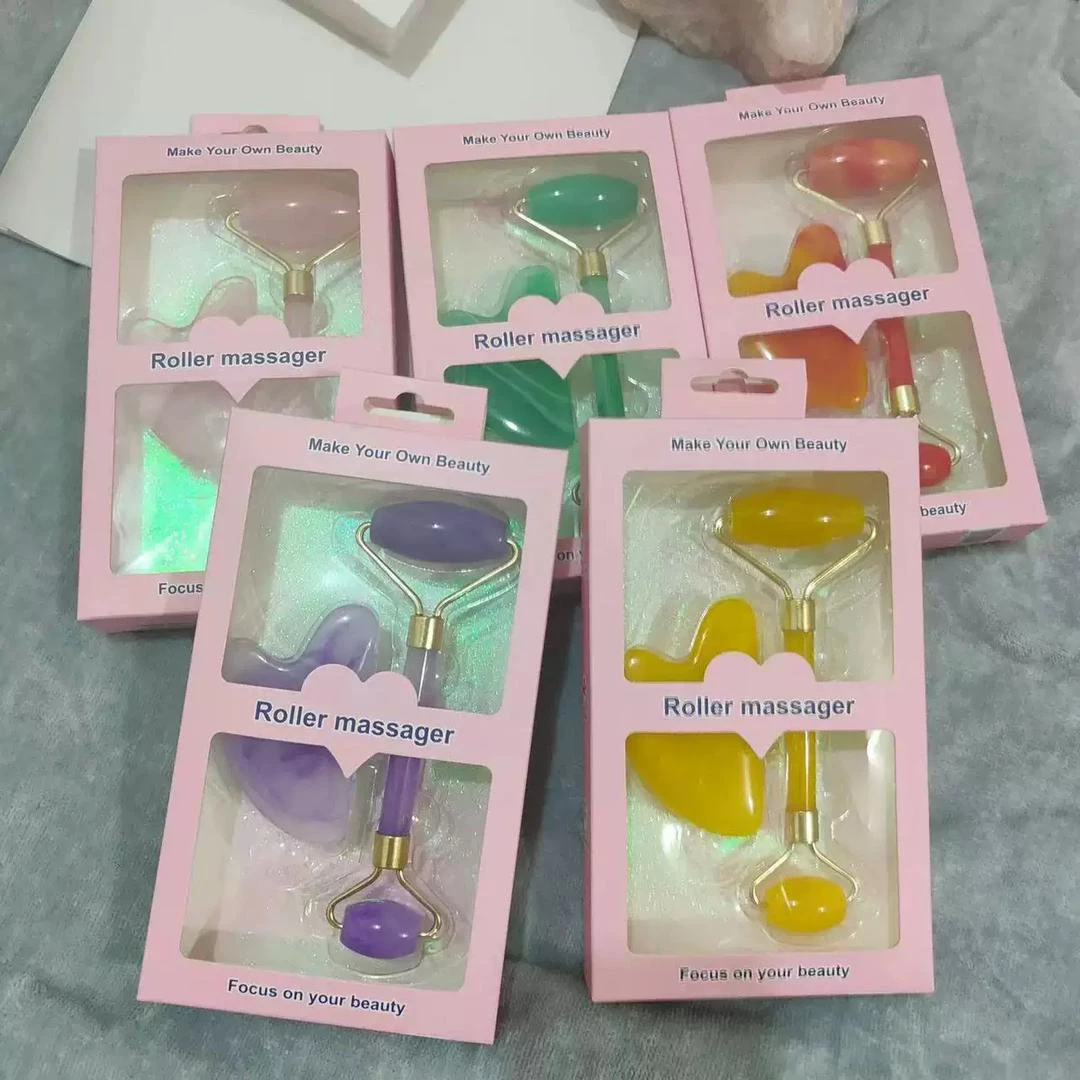 Resin imitation jade roller massager suit