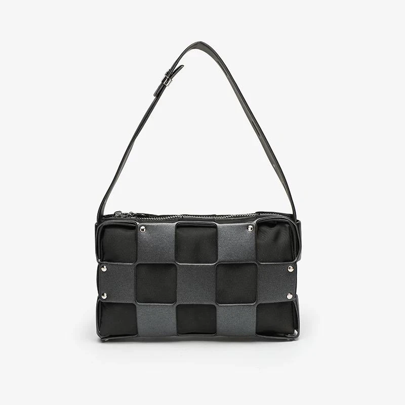 Checkered Hollow-Out Underarm Bag