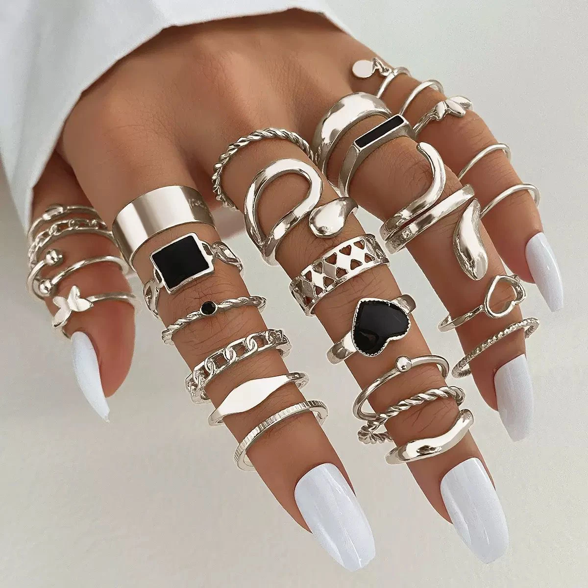 Set of  mixed batch pearl ring