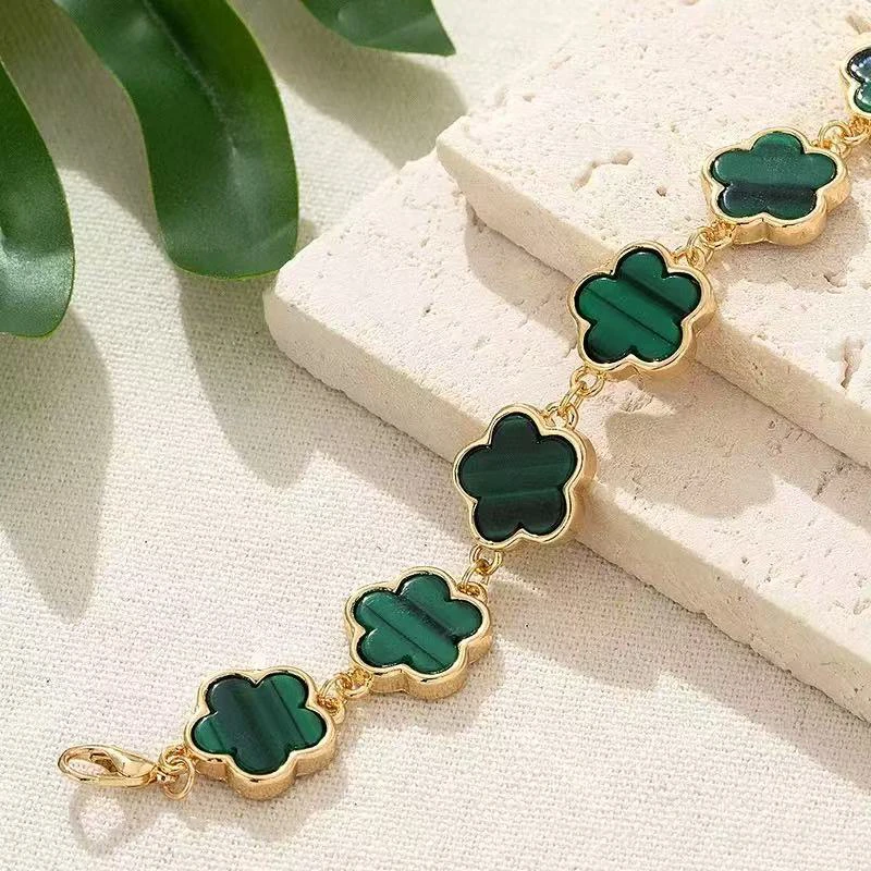 Leopard Print and Five-Leaf Clover Charm Bracelet thumbnail
