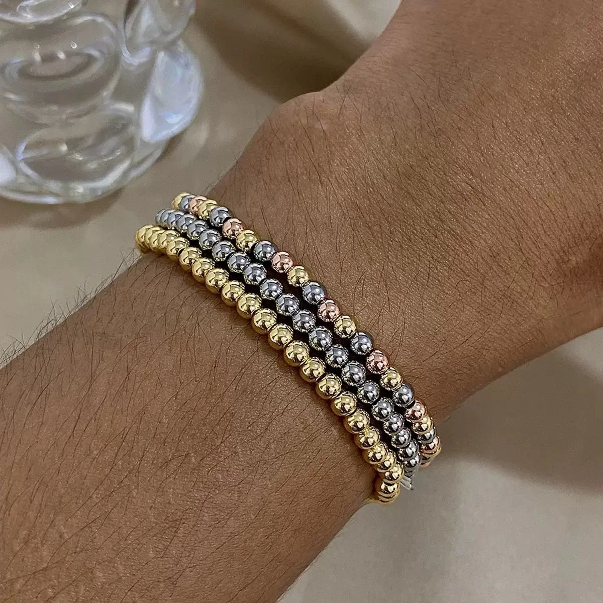 Unisex 4mm Beaded Bracelet Jewelry thumbnail