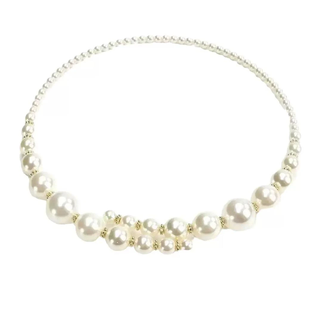 New Double-Layer Irregular Cross Pearl Necklace thumbnail