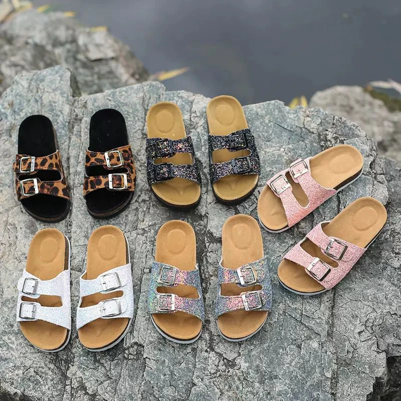 Double Buckle Slide Sandals