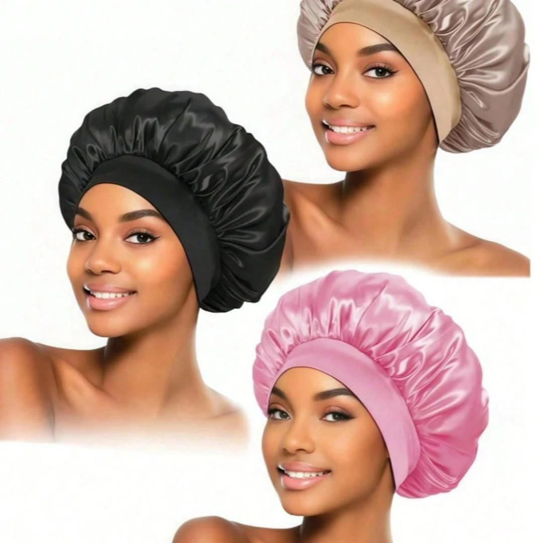Silk Satin Elastic Sleep Cap for Women