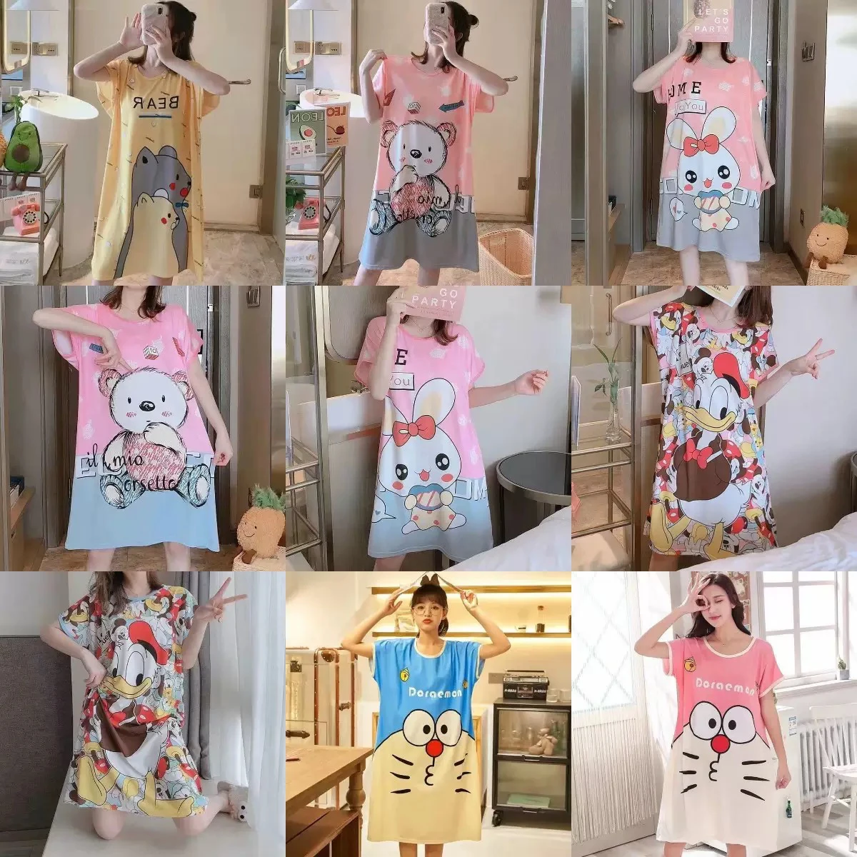 Multi pattern loose gown