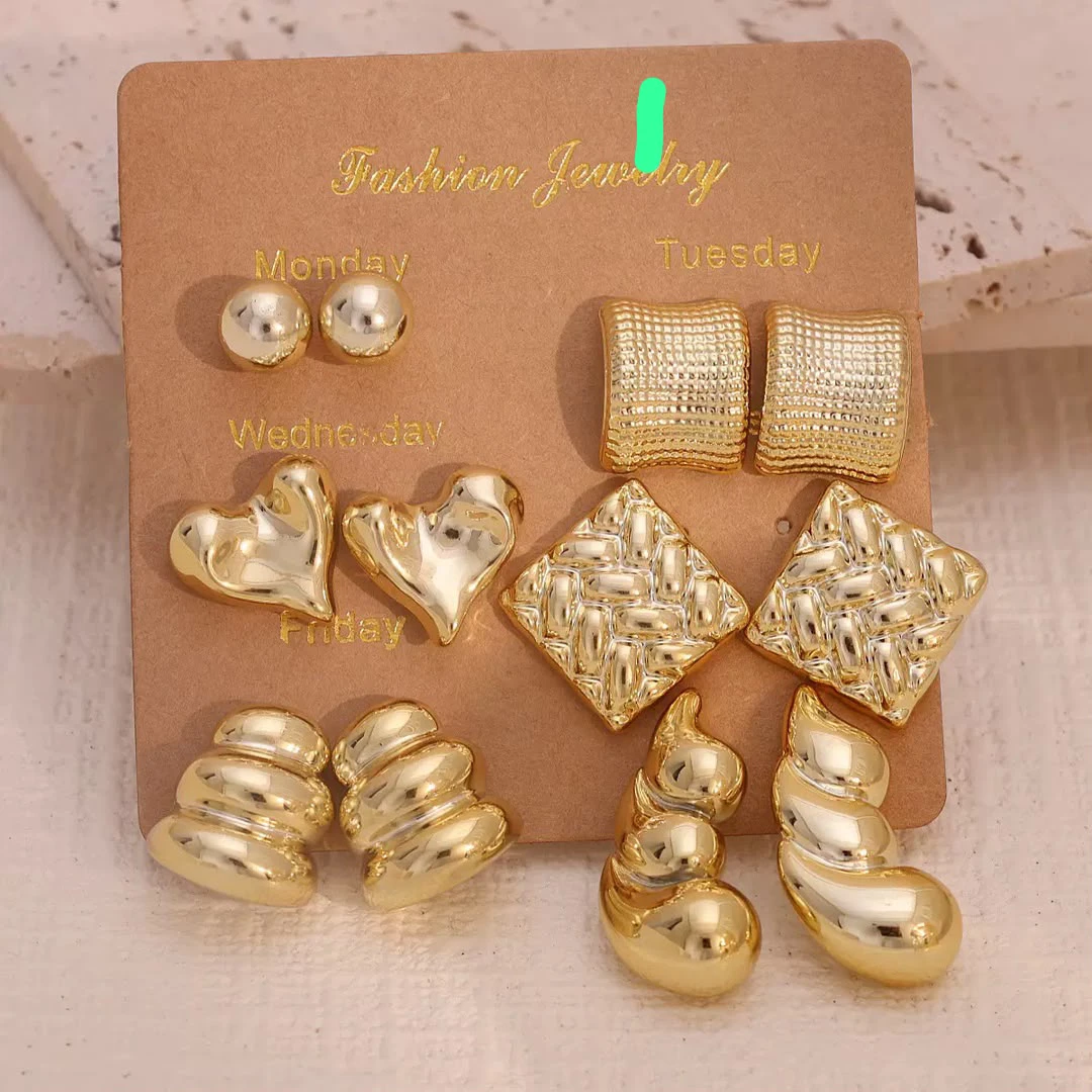 6-pair gold fashion earring set thumbnail