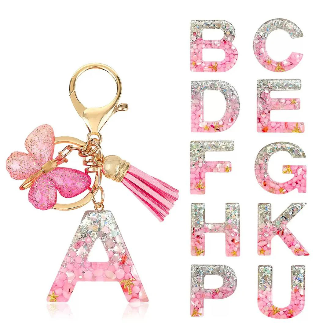 Sequin letters keychain