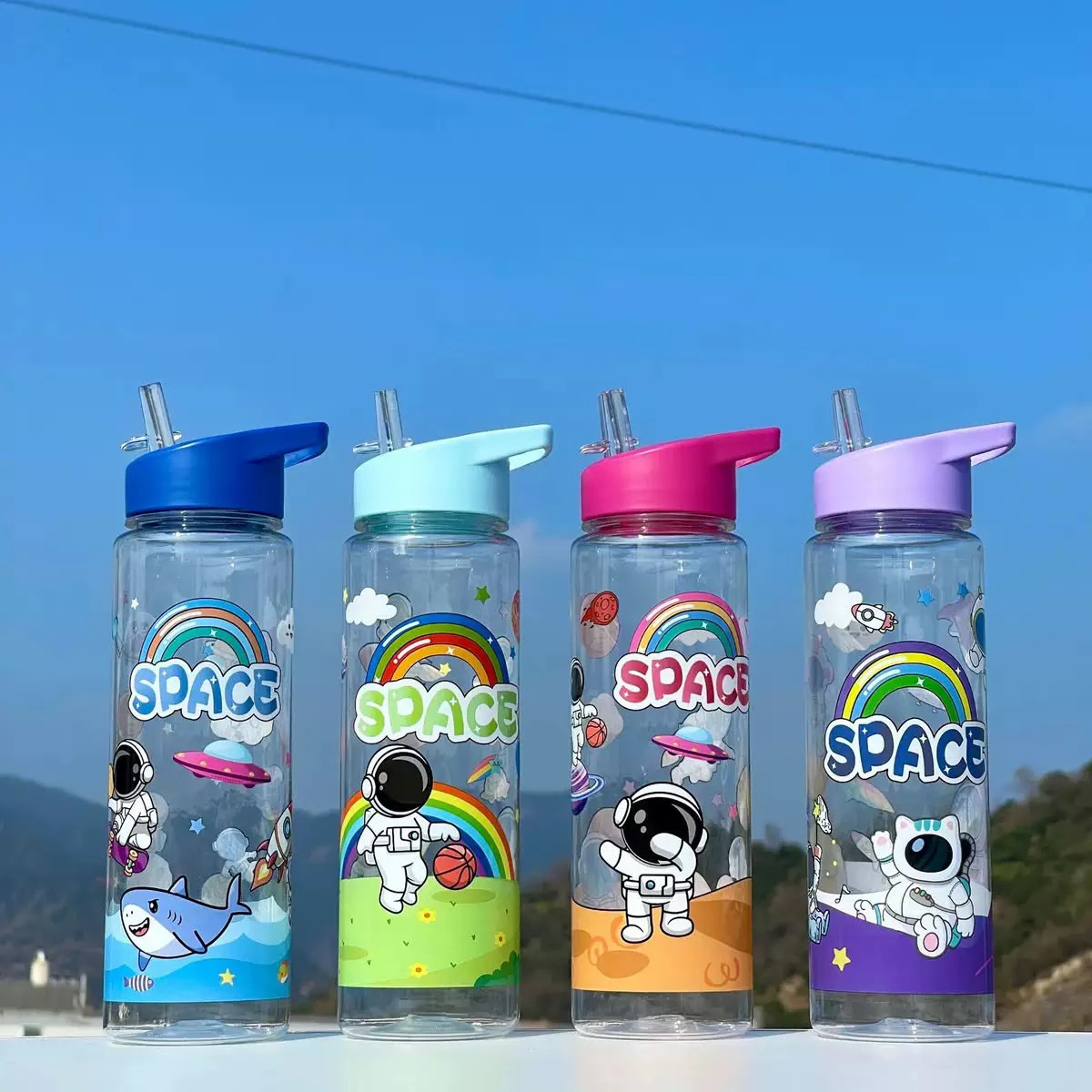Straw sports water bottle