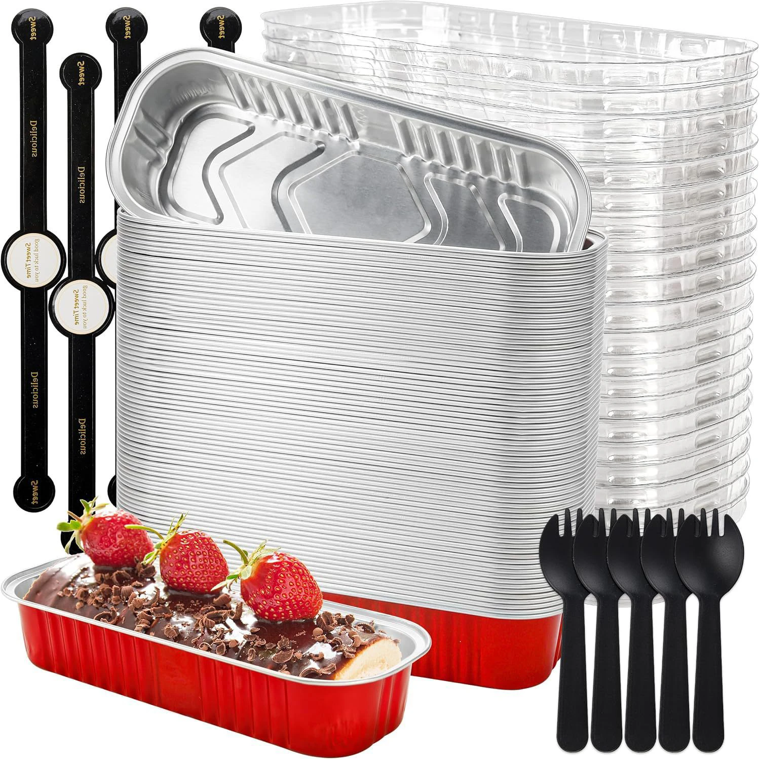 50 pieces thin foil dessert plates