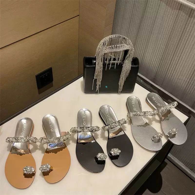Pearl rhinestone toe sandals