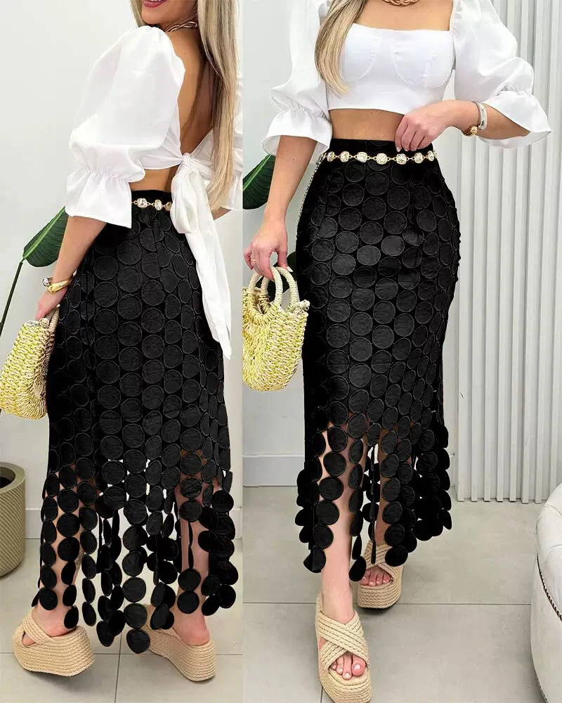 Water-soluble embroidered skirt thumbnail