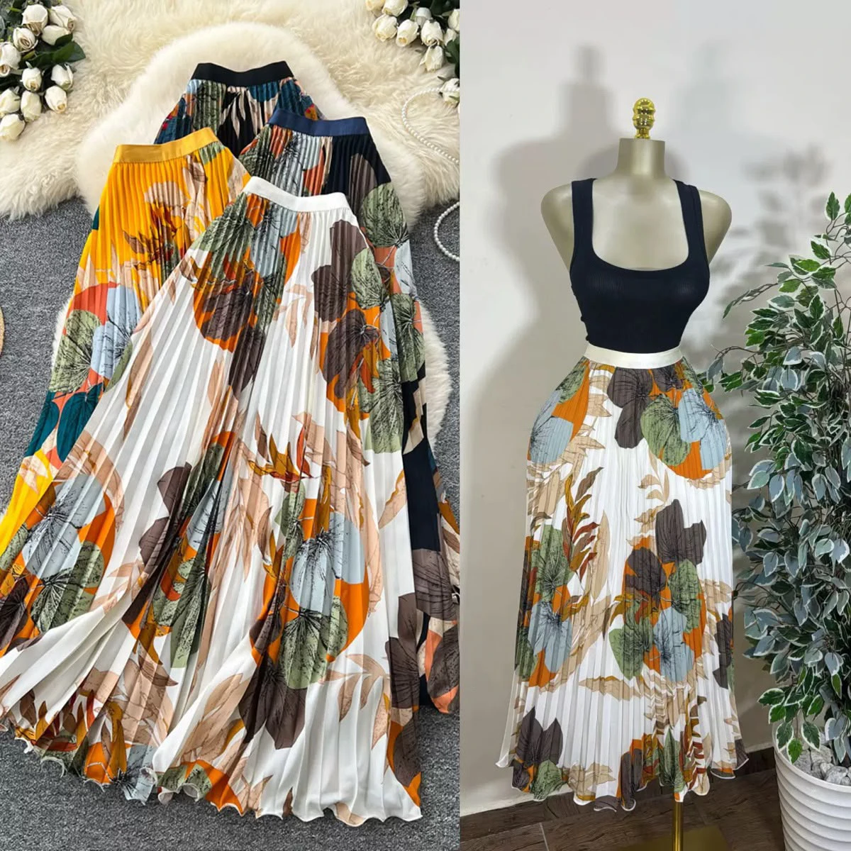 Pleated skirt for women