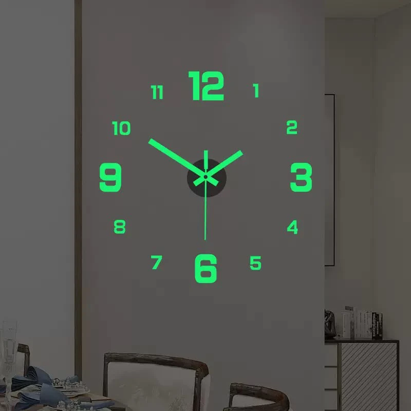 Luminous 3D DIY Wall Clock Sticker