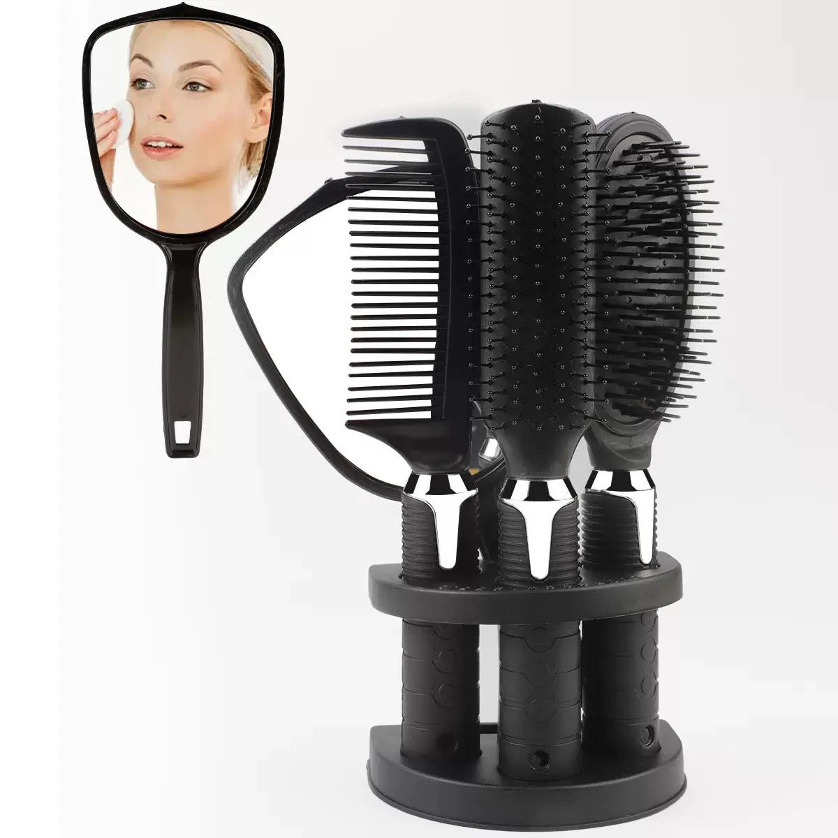 Four-Piece Comb Set with Mirror