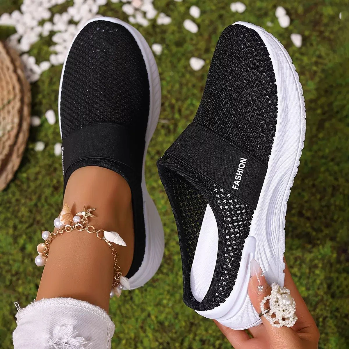 Women's half slip shoes