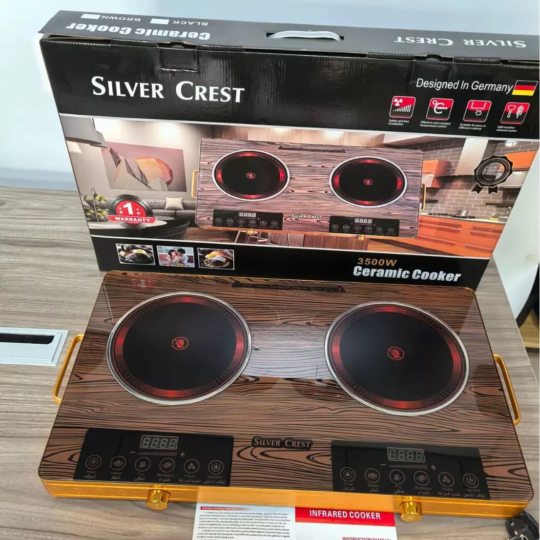 Double electric ceramic stove