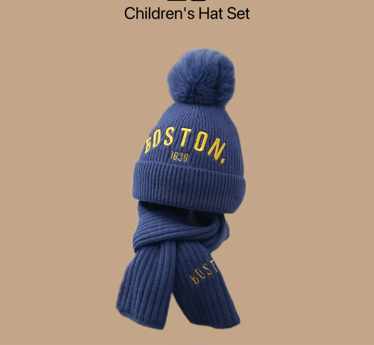 Children's knitted hat and scarf set thumbnail