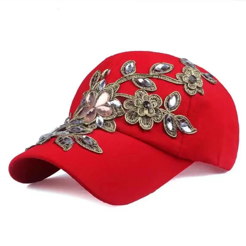 Women's Cotton Hats, Handmade Rhinestone-Embellished thumbnail
