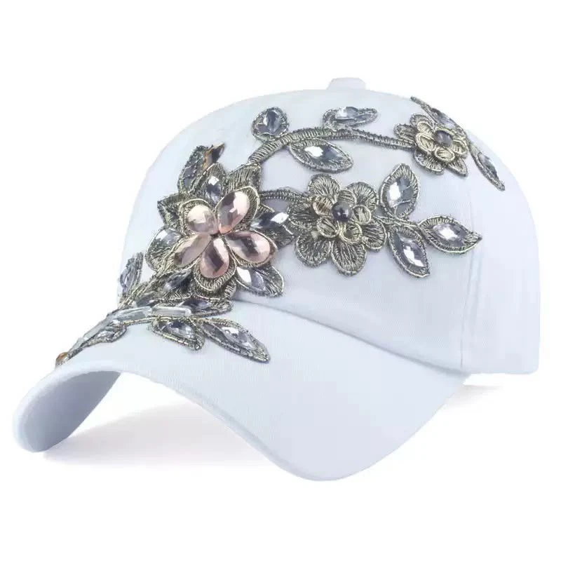 Women's Cotton Hats, Handmade Rhinestone-Embellished thumbnail