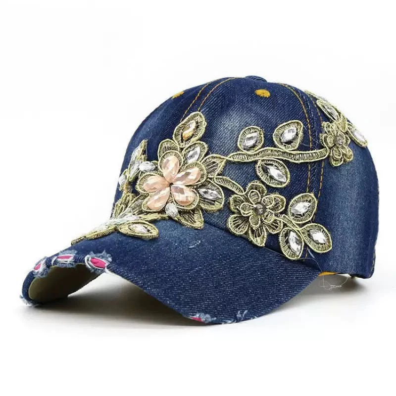 Women's Cotton Hats, Handmade Rhinestone-Embellished thumbnail