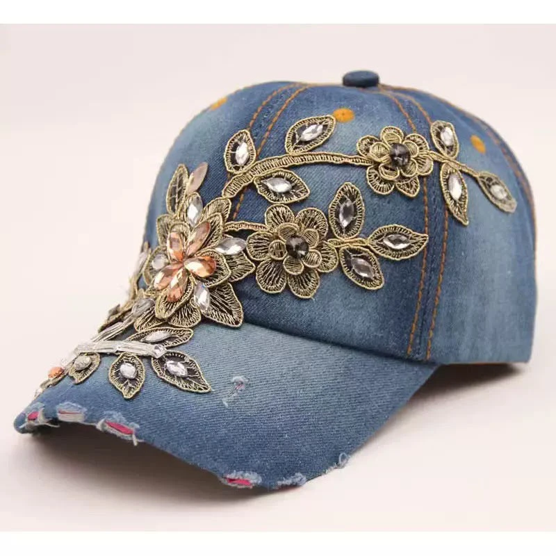 Women's Cotton Hats, Handmade Rhinestone-Embellished thumbnail