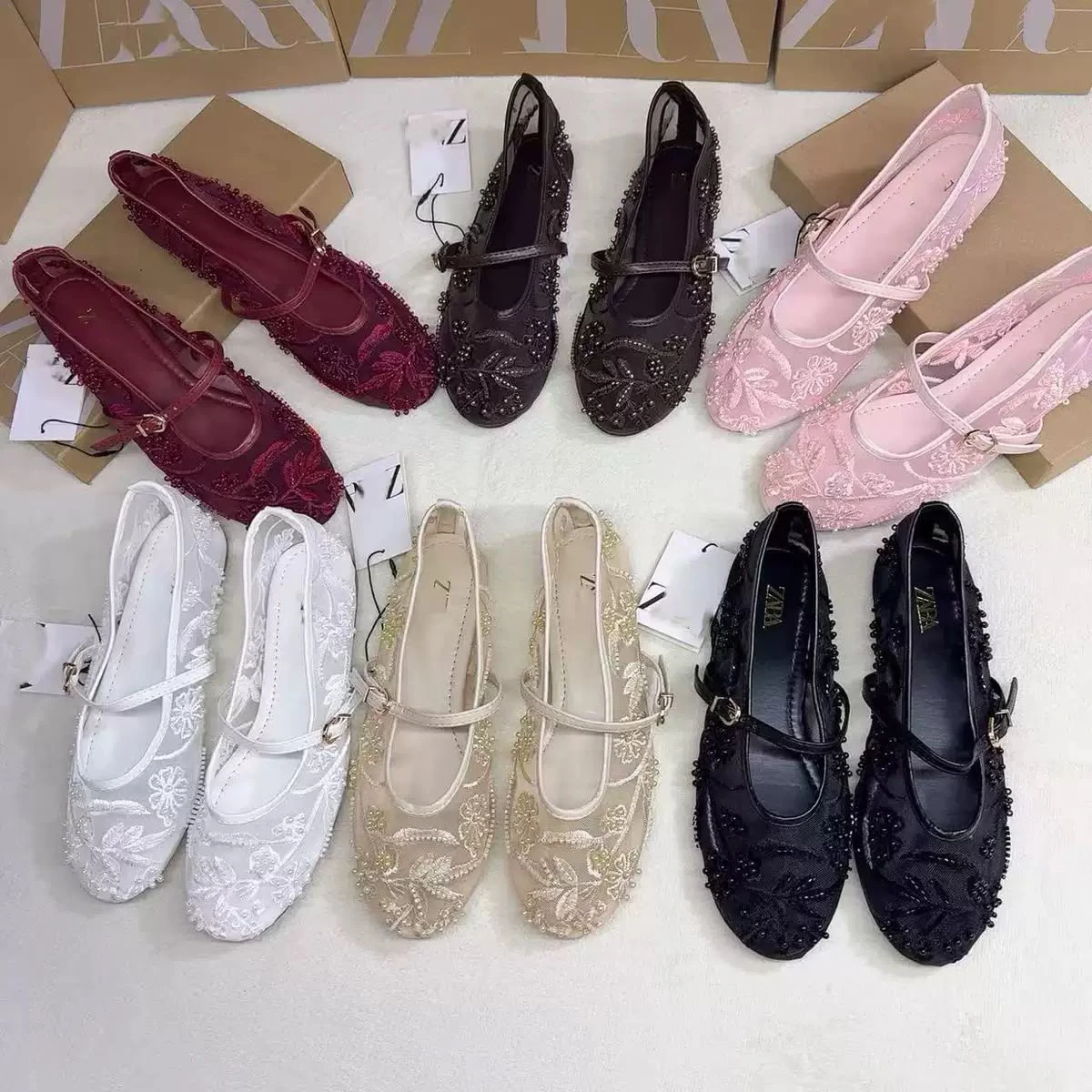 Flower design ballet flat shoes