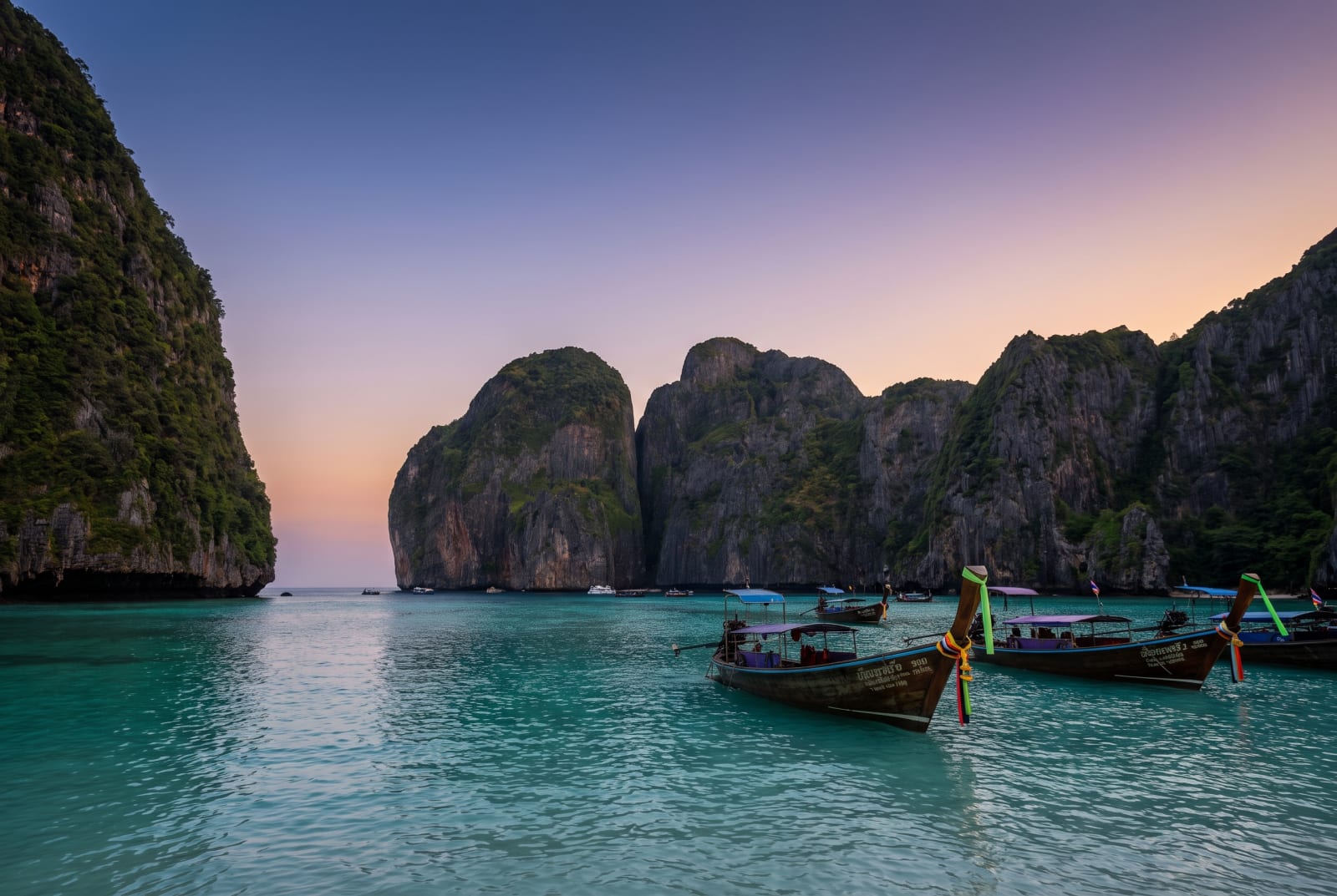 Phi Phi Islands, Maya Bay — turquoise water & limestone cliffs