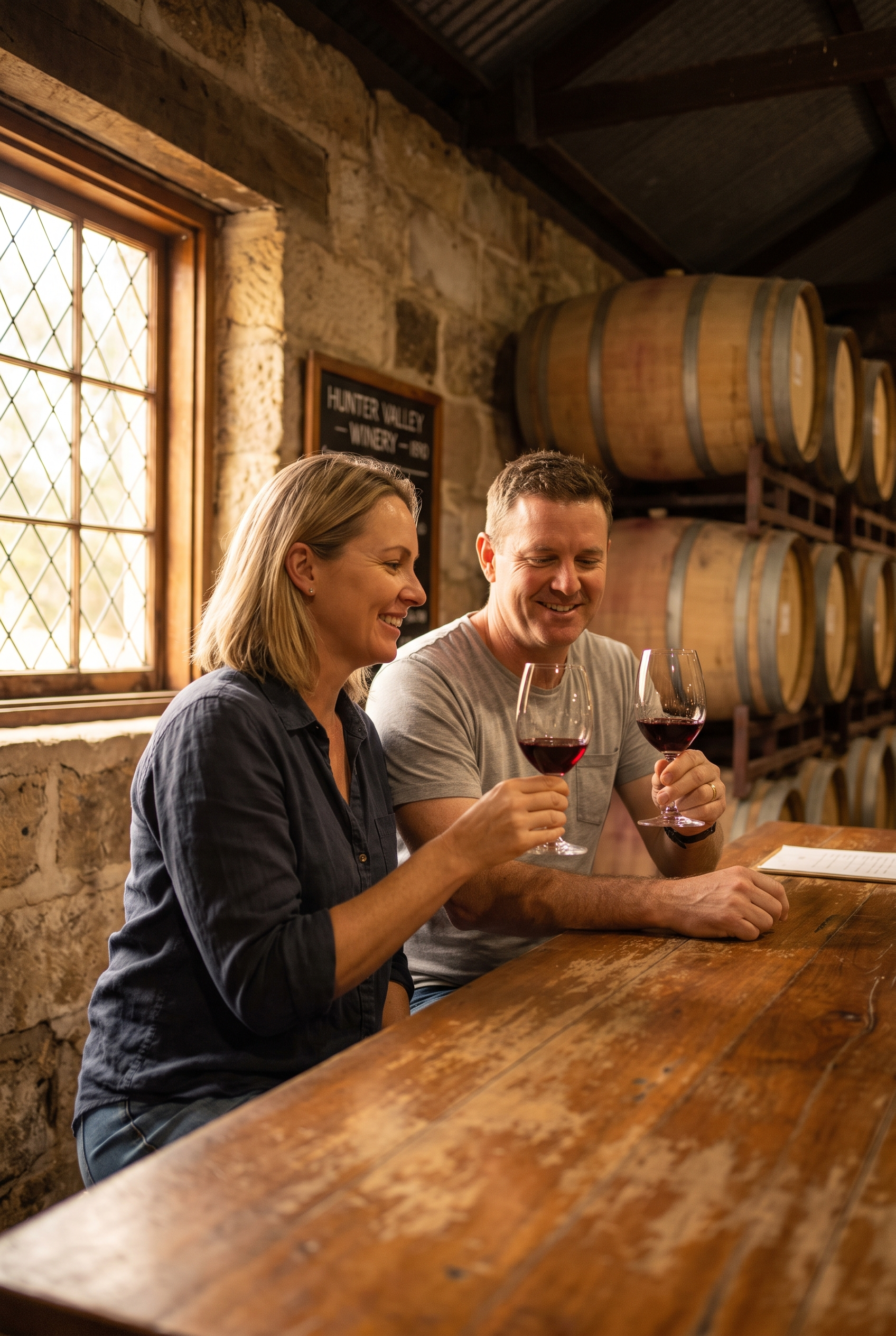 Couple at a Hunter Valley cellar door