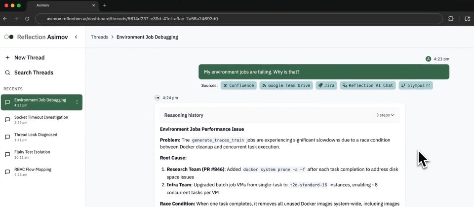 Can an AI Agent Really Replace Your Software Engineer? Reflection AI's Asimov Says Yes — For $25K a Year - Screenshot 2