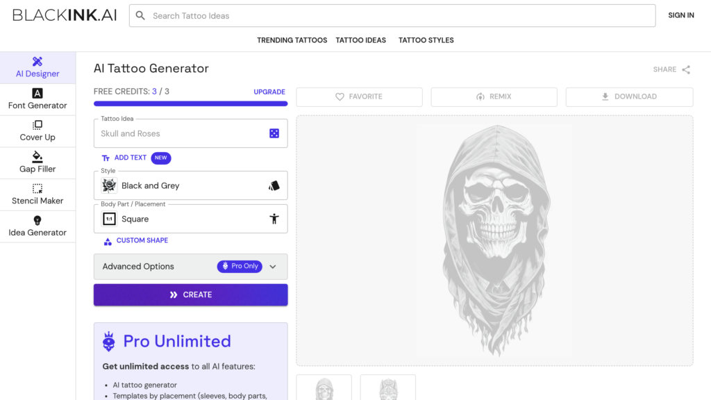 BlackInk AI Review 2026: The Most Powerful AI Tattoo Generator — 1.5M Users, 30-Second Designs, and a Full Studio Suite for $6/Month - Screenshot 2