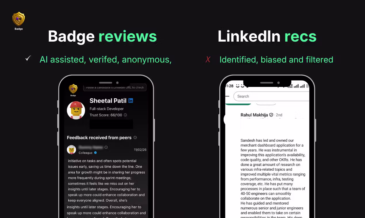 Badge Review 2026: The AI Agent That Collects Anonymous Peer Reviews and Builds a Portable Trust Score — In a World Where Resumes Can't Be Trusted - Screenshot 2