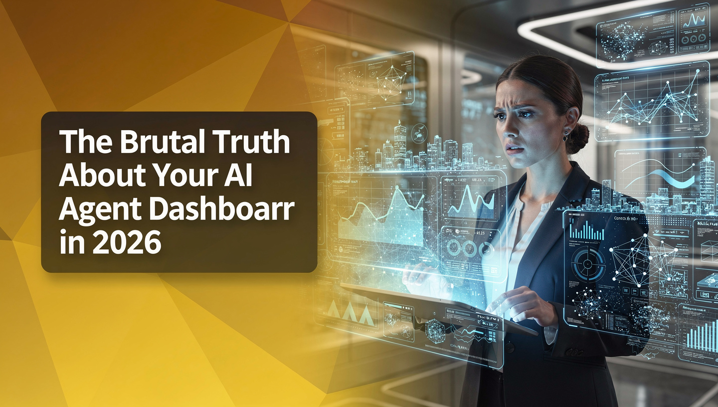 Woman with AI data dashboards thinks about future