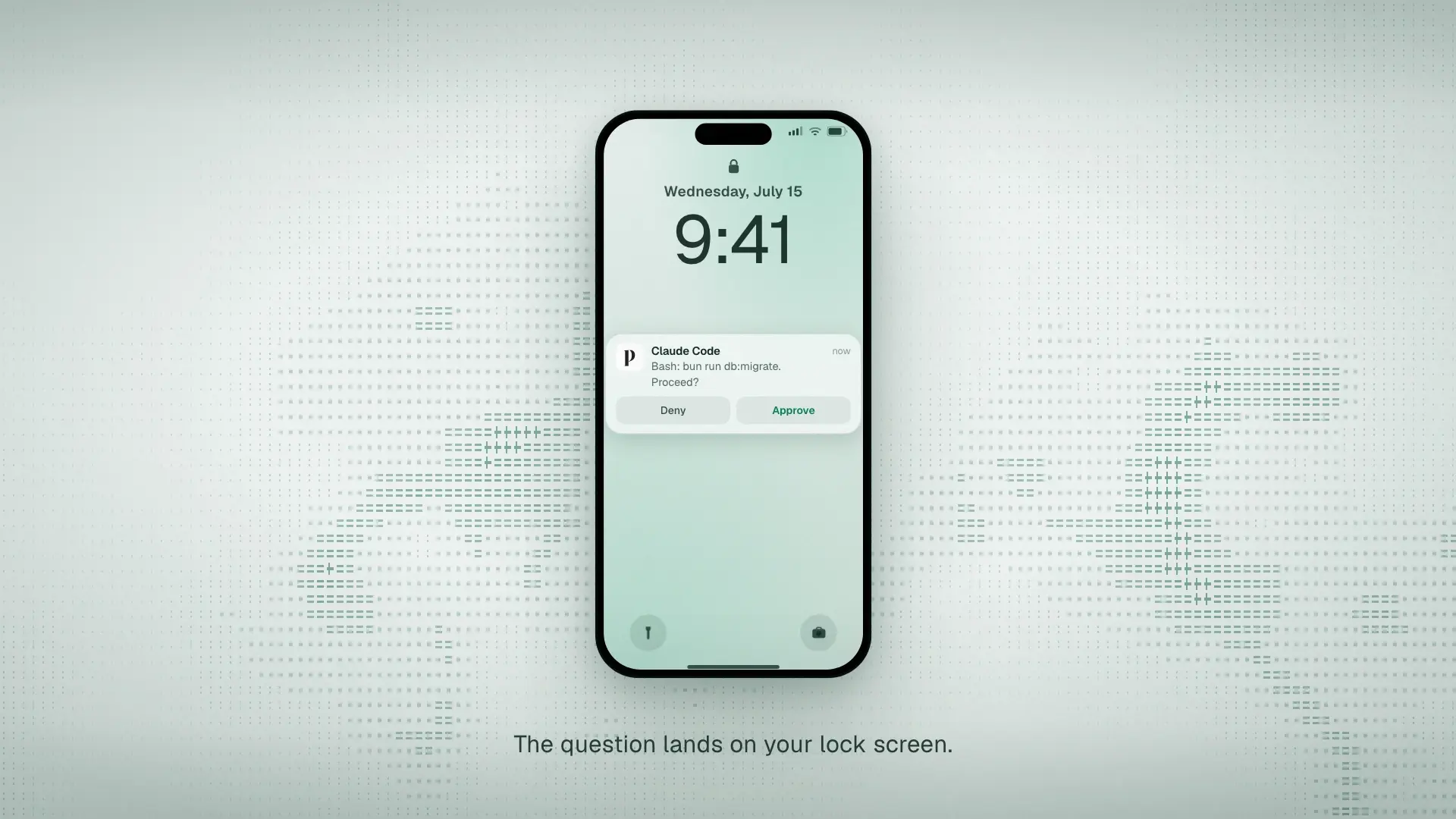 Phone lock screen notification asking to proceed