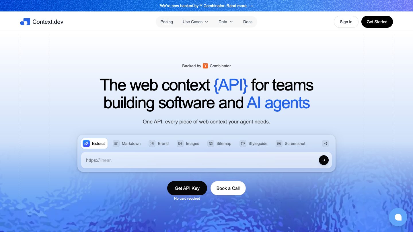 Context.dev web context API for software and AI agents