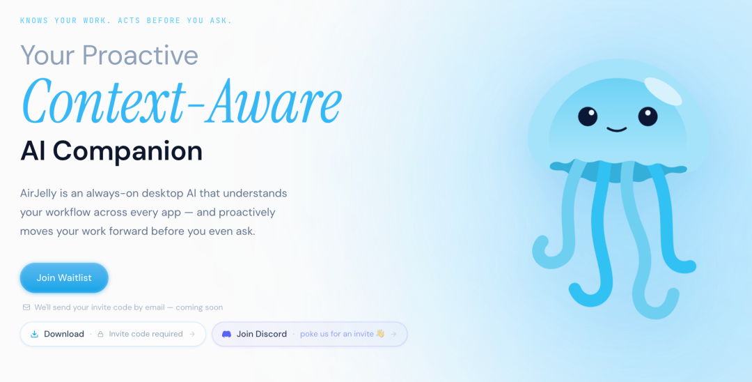 Proactive AI companion with friendly jellyfish illustration