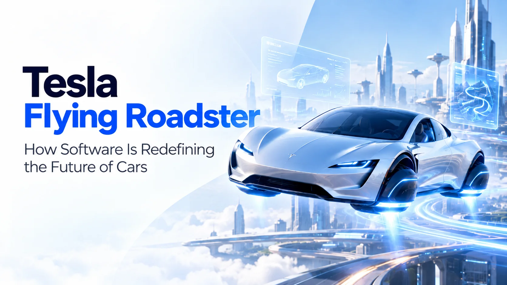 Tesla next-generation Roadster electric sports car demonstrating futuristic automotive technology and SpaceX-inspired flight capabilities.
