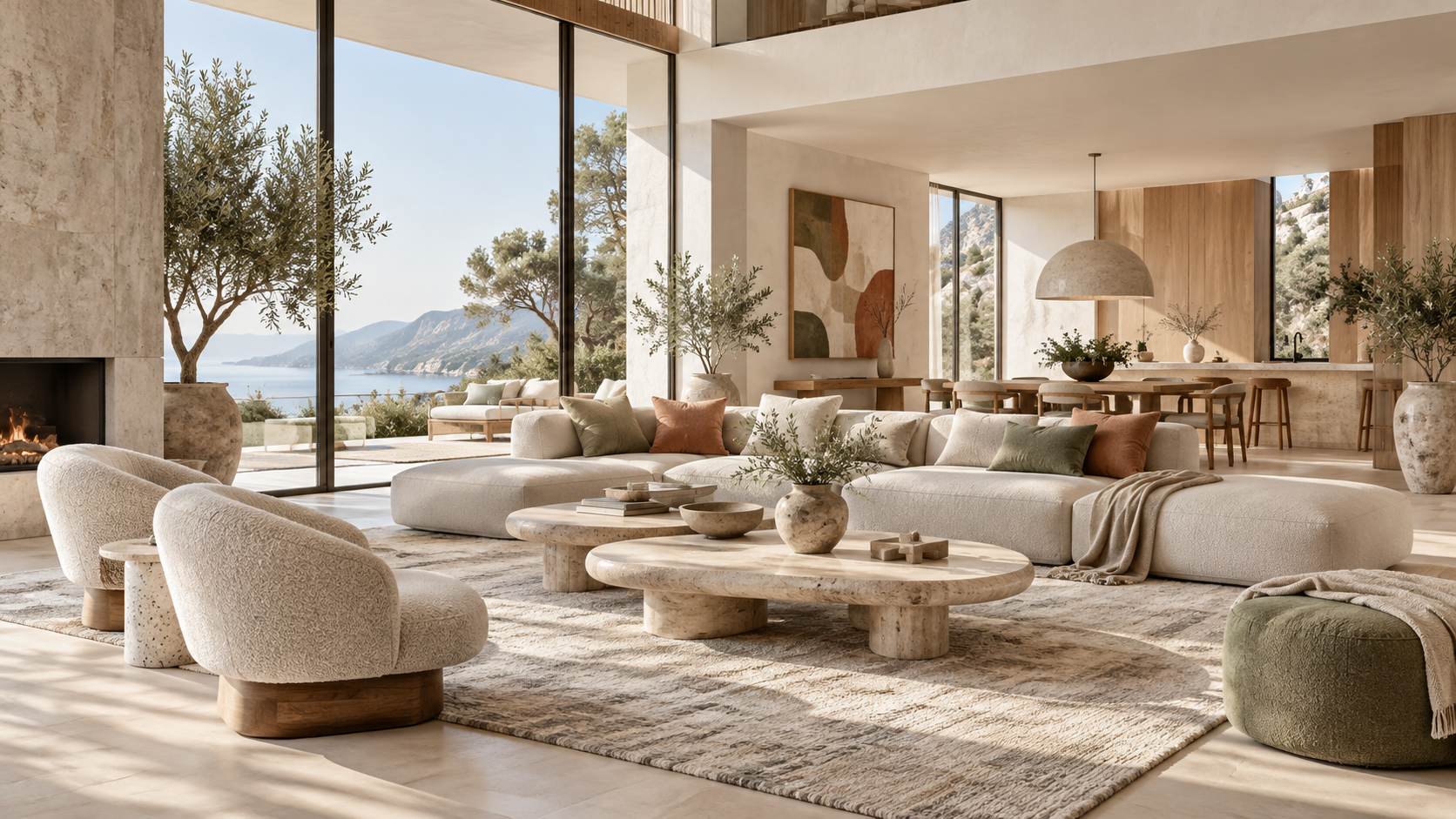 Contemporary luxury living and dining room