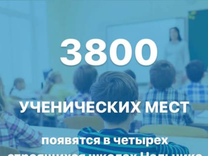 3800 ученических мест появятся в четырех строящихся школах Нальчика до конца 2024 года