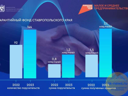 На Ставрополье поставлен рекорд в предоставлении гарантийных поручительств предпринимателям