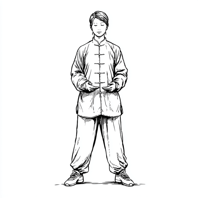 Qi Gong Haltung Chi sammeln im Unteren Dantian