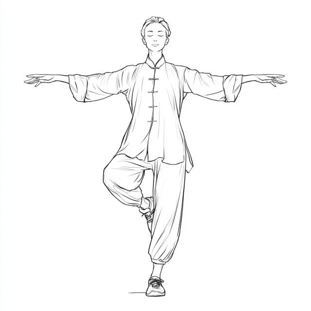 Qi Gong Stellung Fliegender Kranich
