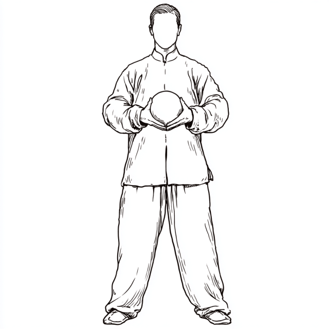 Qi Gong Stellung Goldene Kugel halten