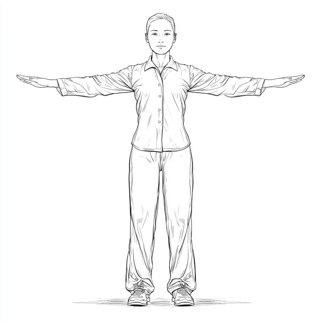 Qi Gong Stellung Kranich breitet die Flügel aus